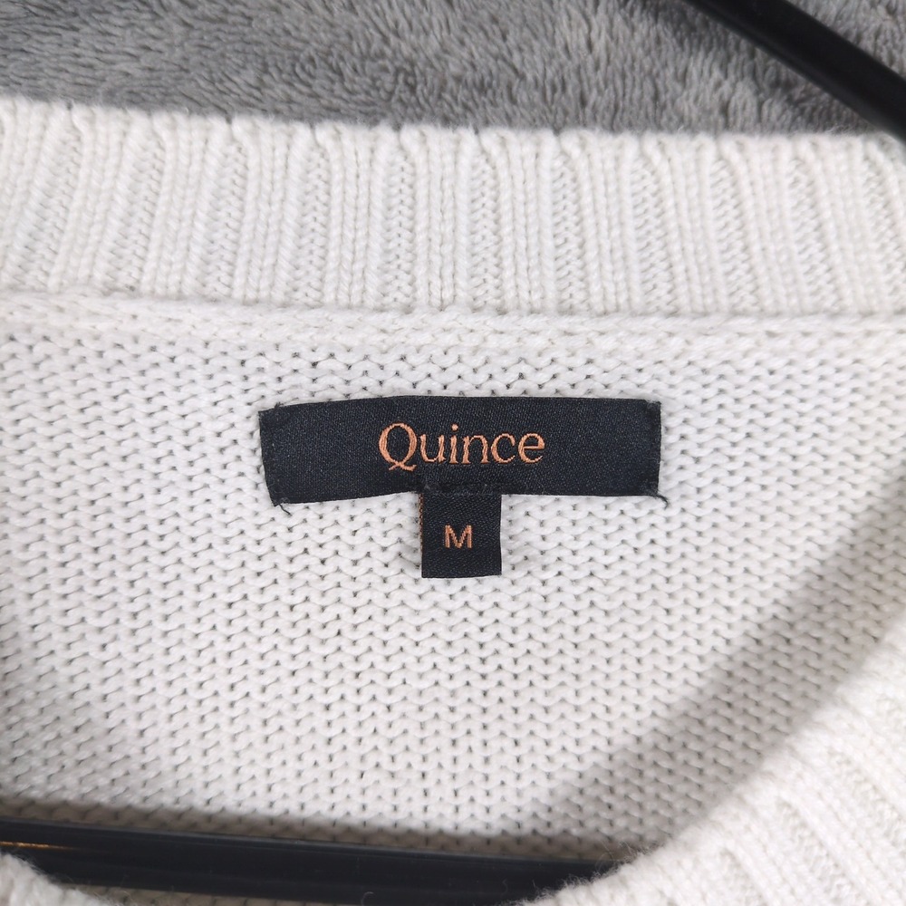 Quince Organic Cotton Shaker Stitch Crewneck Sweater Ivory White Medium - Picture 4 of 8